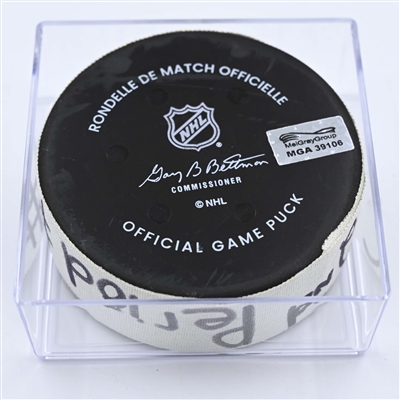Roope Hintz - Dallas Stars - Goal Puck - December 13, 2022 vs. New Jersey Devils (Devils' 40th Anniversary Logo) 