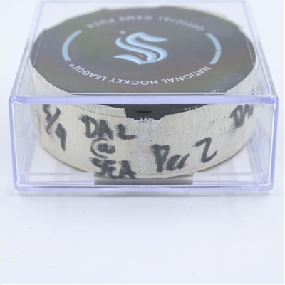 Roope Hintz - Dallas Stars - Goal Puck - May 9, 2023 vs. Seattle Kraken - 2023 Stanley Cup Playoffs - Round 2, Game 4 (Kraken Logo) 