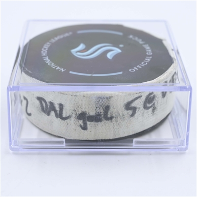 Roope Hintz - Dallas Stars - Goal Puck - May 9, 2023 vs. Seattle Kraken - 2023 Stanley Cup Playoffs - Round 2, Game 4 (Kraken Logo) 