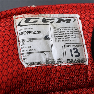 Nico Hischier - Game-Worn Red Reverse Retro CCM Pants - 2022-23 NHL Season