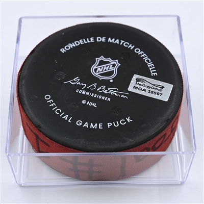 Jack Hughes - New Jersey Devils - Goal Puck - December 9, 2022 vs. New York Islanders (Devils' 40th Anniversary Logo) 