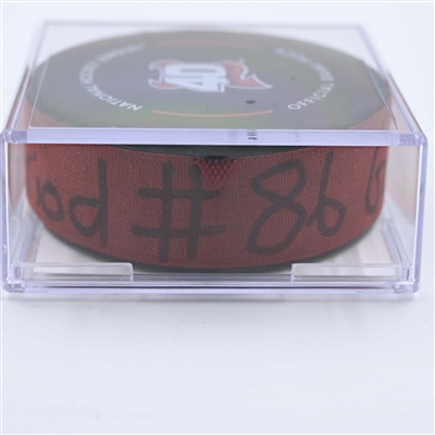 Jack Hughes - New Jersey Devils - Goal Puck - May 7, 2023 vs. Carolina Hurricanes - 2023 Stanley Cup Playoffs - Round 2, Game 3 (Devils' 40th Anniversary Logo) 