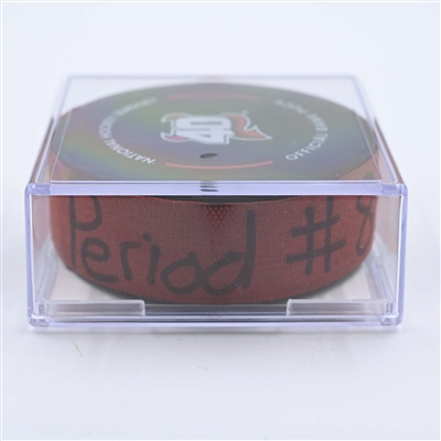 Jack Hughes - New Jersey Devils - Goal Puck - May 7, 2023 vs. Carolina Hurricanes - 2023 Stanley Cup Playoffs - Round 2, Game 3 (Devils' 40th Anniversary Logo) 