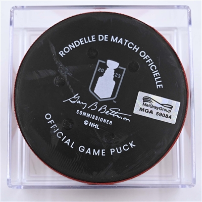 Jack Hughes - New Jersey Devils - Goal Puck - May 9, 2023 vs. Carolina Hurricanes - 2023 Stanley Cup Playoffs - Round 2, Game 4 (Devils' 40th Anniversary Logo) 