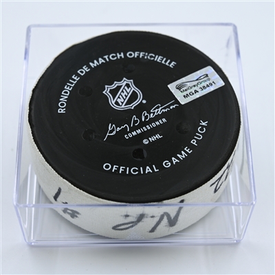 Tanner Jeannot - Nashville Predators - Goal Puck - October 27, 2022 vs. St. Louis Blues (Predators Logo)  - 2022-23 NHL Season