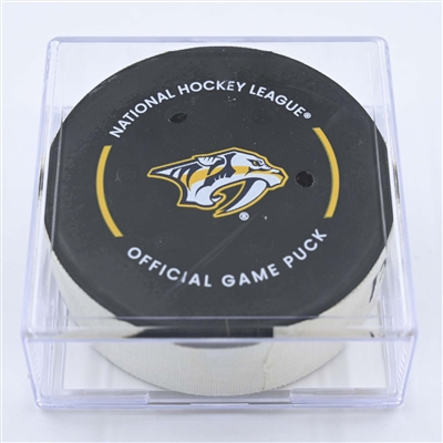 Ryan Johansen - Nashville Predators - Goal Puck - December 13, 2022 vs. Edmonton Oilers (Predators Logo) 