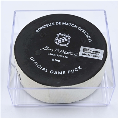 Ryan Johansen - Nashville Predators - Goal Puck - December 13, 2022 vs. Edmonton Oilers (Predators Logo) 