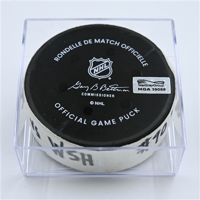 Marcus Johansson - Washington Capitals - Goal Puck - November 1, 2022 vs. Vegas Golden Knights (Capitals Logo)  - 2022-23 NHL Season