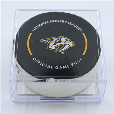 Roman Josi - Nashville Predators - Goal Puck - October 27, 2022 vs. St. Louis Blues (Predators Logo)  - 2022-23 NHL Season