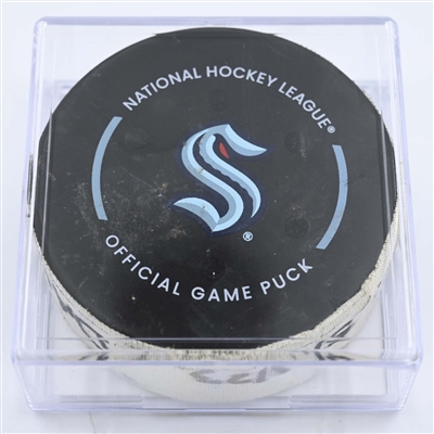 Tye Kartye - Seattle Kraken - Goal Puck - May 13, 2023 vs. Dallas Stars - 2023 Stanley Cup Playoffs - Round 2, Game 6 (Kraken Logo) 