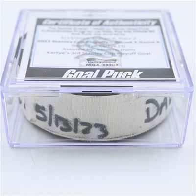 Tye Kartye - Seattle Kraken - Goal Puck - May 13, 2023 vs. Dallas Stars - 2023 Stanley Cup Playoffs - Round 2, Game 6 (Kraken Logo) 