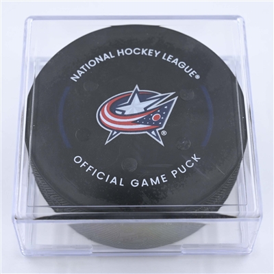 Adrian Kempe - Los Angeles Kings - Goal Puck - December 11, 2022 vs. Columbus Blue Jackets (Blue Jackets Logo) 