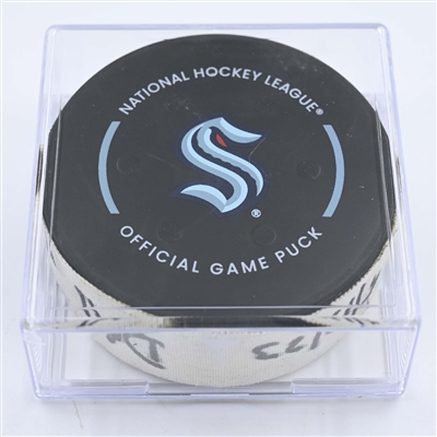 Joel Kiviranta - Dallas Stars - Goal Puck - May 13, 2023 vs. Seattle Kraken - 2023 Stanley Cup Playoffs - Round 2, Game 6 (Kraken Logo) 