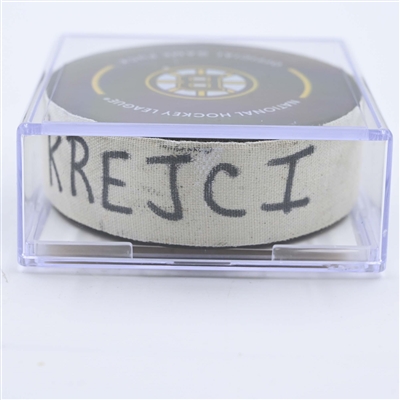 David Krejci - Boston Bruins - Goal Puck - April 30, 2023 vs. Florida Panthers - 2023 Stanley Cup Playoffs - Round 1, Game 7 (Bruins Logo) 