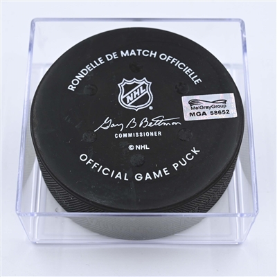 Sean Kuraly - Columbus Blue Jackets - Goal Puck - December 9, 2022 vs. Calgary Flames (Blue Jackets Logo) 