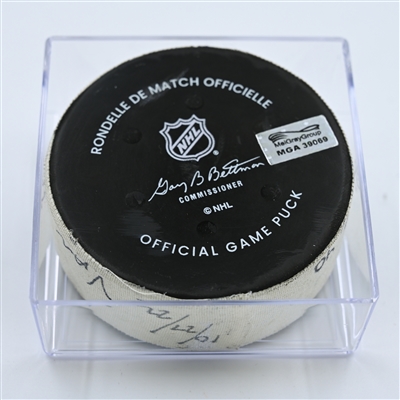 Andrei Kuzmenko - Vancouver Canucks - Goal Puck - October 27, 2022 vs. Seattle Kraken (Kraken Logo)  - 2022-23 NHL Season