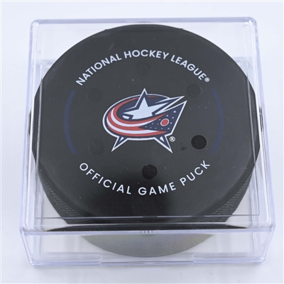 Patrik Laine - Columbus Blue Jackets - Goal Puck - December 7, 2022 vs. Buffalo Sabres (Blue Jackets Logo) 