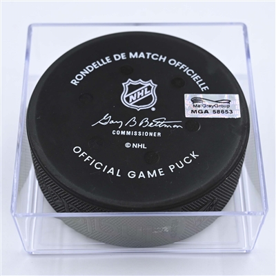 Patrik Laine - Columbus Blue Jackets - Goal Puck - December 9, 2022 vs. Calgary Flames (Blue Jackets Logo) 