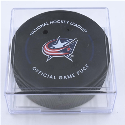 Patrik Laine - Columbus Blue Jackets - Goal Puck - December 11, 2022 vs. Los Angeles Kings (Blue Jackets Logo) 