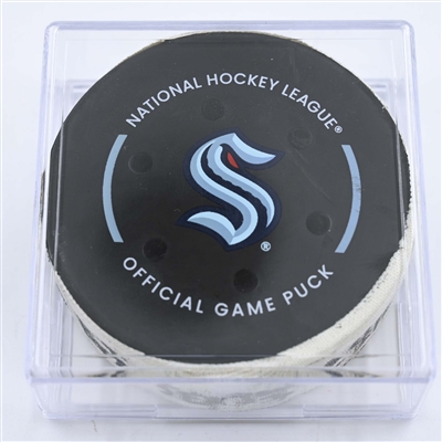 Adam Larsson - Seattle Kraken - Goal Puck - May 9, 2023 vs. Dallas Stars - 2023 Stanley Cup Playoffs - Round 2, Game 4 (Kraken Logo) 