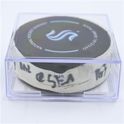Adam Larsson - Seattle Kraken - Goal Puck - May 9, 2023 vs. Dallas Stars - 2023 Stanley Cup Playoffs - Round 2, Game 4 (Kraken Logo) 