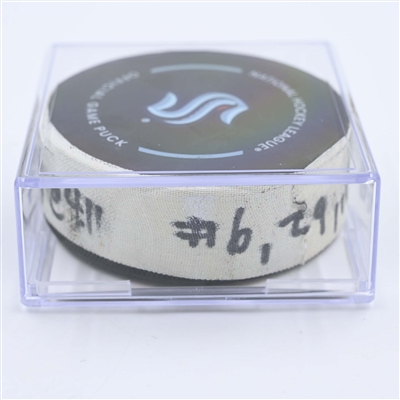 Adam Larsson - Seattle Kraken - Goal Puck - May 9, 2023 vs. Dallas Stars - 2023 Stanley Cup Playoffs - Round 2, Game 4 (Kraken Logo) 