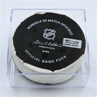 Scott Laughton - Philadelphia Flyers - Goal Puck - October 27, 2022 vs. Florida Panthers (Flyers Logo)  - 2022-23 NHL Season