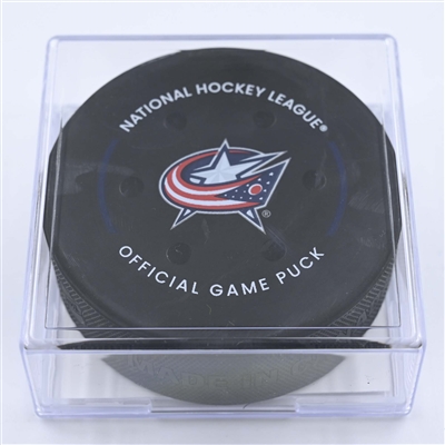 Blake Lizotte - Los Angeles Kings - Goal Puck - December 11, 2022 vs. Columbus Blue Jackets (Blue Jackets Logo) 