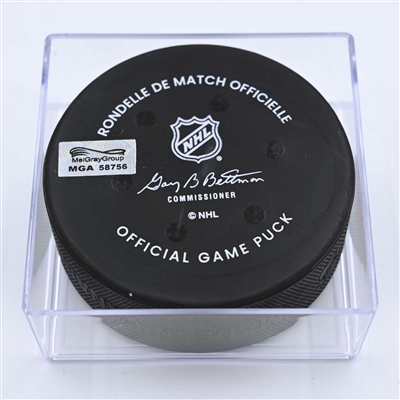 Blake Lizotte - Los Angeles Kings - Goal Puck - December 11, 2022 vs. Columbus Blue Jackets (Blue Jackets Logo) 