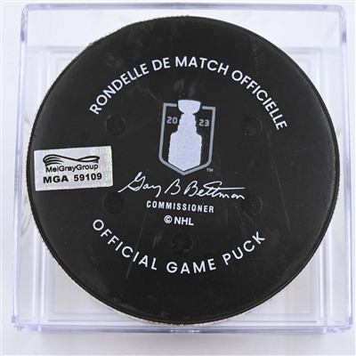 Eetu Luostarinen - Florida Panthers - Goal Puck - April 19, 2023 vs. Boston Bruins - 2023 Stanley Cup Playoffs - Round 1, Game 2 (Bruins Logo)