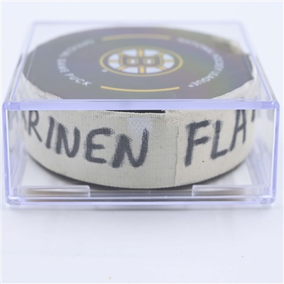 Eetu Luostarinen - Florida Panthers - Goal Puck - April 19, 2023 vs. Boston Bruins - 2023 Stanley Cup Playoffs - Round 1, Game 2 (Bruins Logo)