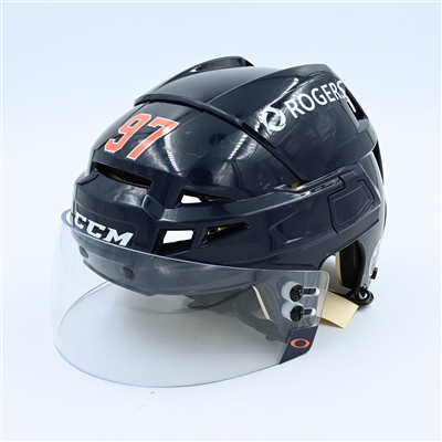Connor McDavid - Edmonton Oilers - Navy, CCM Helmet w/ Oakley Shield - Worn February 27, 2021 - Photo-Matched