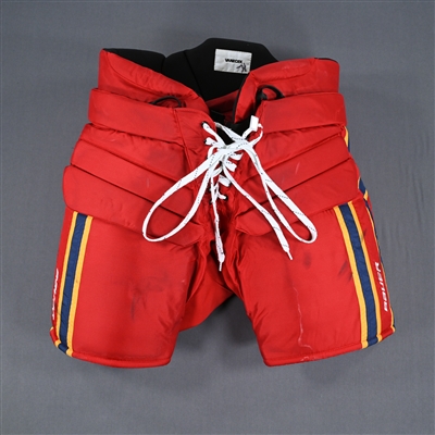 Vitek Vanecek - Game-Worn Red Reverse Retro Bauer Pants - 2022-23 NHL Season