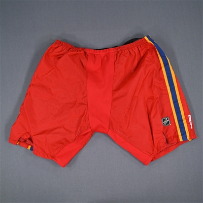 Akira Schmid - Game-Worn Red Reverse Retro CCM Pants Shell  - 2022-23 NHL Season