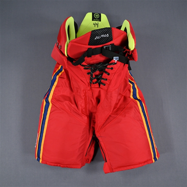 Miles Wood - Game-Worn Red Reverse Retro Warrior Pants  - 2022-23 NHL Season