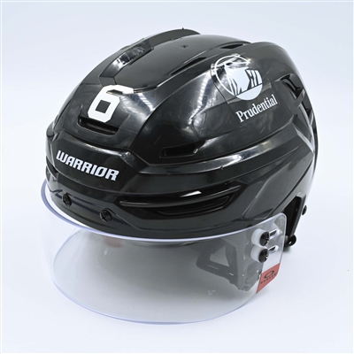 John Marino - Game-Worn  Black, Warrior Helmet w/ Oakley Shield - 2022-23 NHL Regular Season and 2023 Stanley Cup Playoffs