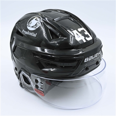 Luke Hughes - Game-Worn  Black, Bauer Helmet w/ Bauer Shield - 2023 Stanley Cup Playoffs