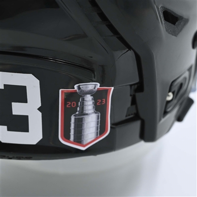 Luke Hughes - Game-Worn  Black, Bauer Helmet w/ Bauer Shield - 2023 Stanley Cup Playoffs