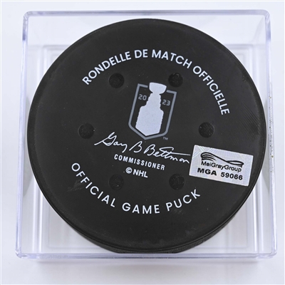 New Jersey Devils - Game Puck - May 9, 2023 vs. Carolina Hurricanes - 2023 Stanley Cup Playoffs - Round 2, Game 4 (Devils' 40th Anniversary Logo) 