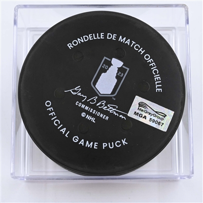 New Jersey Devils - Game Puck - May 9, 2023 vs. Carolina Hurricanes - 2023 Stanley Cup Playoffs - Round 2, Game 4 (Devils' 40th Anniversary Logo) 