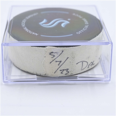 Seattle Kraken - Game Puck - May 7, 2023 vs. Dallas Stars - 2023 Stanley Cup Playoffs - Round 2, Game 3 - 1st Period (Kraken Logo)