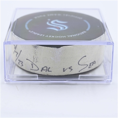 Seattle Kraken - Game Puck - May 7, 2023 vs. Dallas Stars - 2023 Stanley Cup Playoffs - Round 2, Game 3 - 1st Period (Kraken Logo)