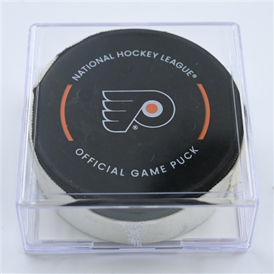 Zack MacEwen - Philadelphia Flyers - Goal Puck - October 27, 2022 vs. Florida Panthers (Flyers Logo)  - 2022-23 NHL Season