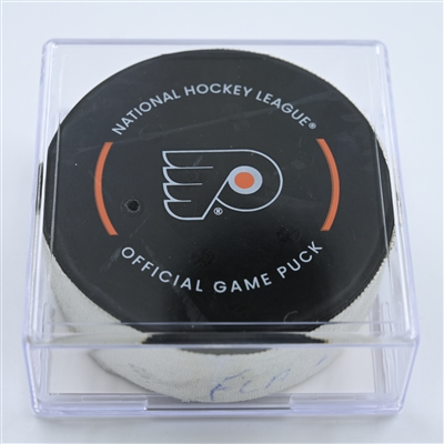 Josh Mahura - Florida Panthers - Goal Puck - October 27, 2022 vs. Philadelphia Flyers (Flyers Logo)  - 2022-23 NHL Season