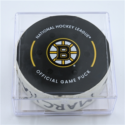 Brad Marchand - Boston Bruins - Goal Puck - October 27, 2022 vs. Detroit Red Wings (Bruins Logo)  - 2022-23 NHL Season