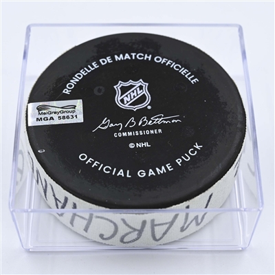 Brad Marchand - Boston Bruins - Goal Puck - December 5, 2022 vs. Vegas Golden Knights (Bruins Logo) 