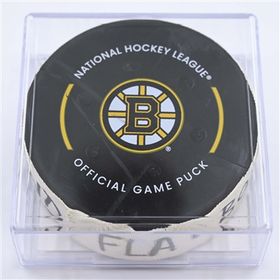 Brad Marchand - Boston Bruins - Goal Puck - April 19, 2023 vs. Florida Panthers - 2023 Stanley Cup Playoffs - Round 1, Game 2 (Bruins Logo)