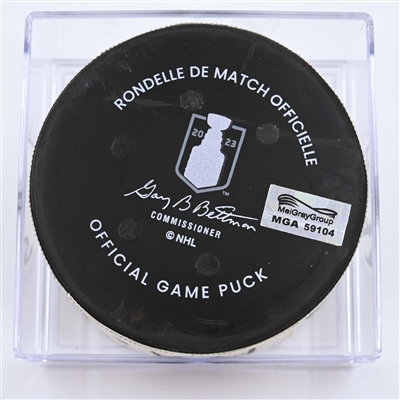 Brad Marchand - Boston Bruins - Goal Puck - April 19, 2023 vs. Florida Panthers - 2023 Stanley Cup Playoffs - Round 1, Game 2 (Bruins Logo)