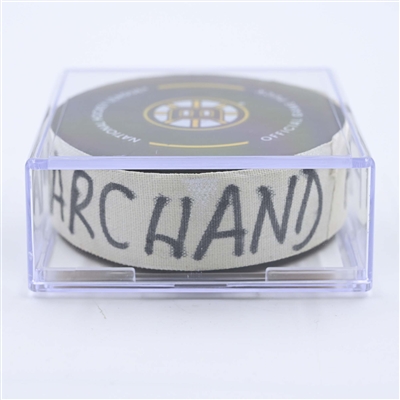 Brad Marchand - Boston Bruins - Goal Puck - April 19, 2023 vs. Florida Panthers - 2023 Stanley Cup Playoffs - Round 1, Game 2 (Bruins Logo)