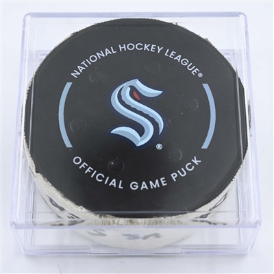 Mason Marchment - Dallas Stars - Goal Puck - May 13, 2023 vs. Seattle Kraken - 2023 Stanley Cup Playoffs - Round 2, Game 6 (Kraken Logo) 